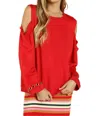 Honey Punch Distressed Grommet Top In Red In Red