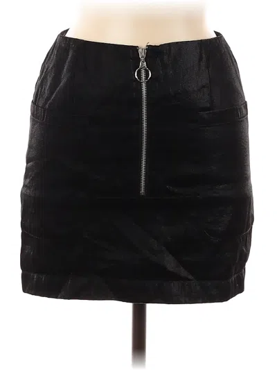 Pre-owned Honey Punch Faux Leather Skirt In Black