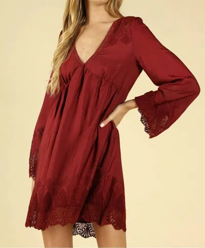 Honey Punch Heaven's Touch Lace Dress In Wine In Red