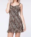 Honey Punch Leopard Ruffle Strap Dress In Brown In Brown