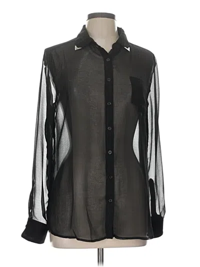 Pre-owned Honey Punch Long Sleeve Blouse In Black