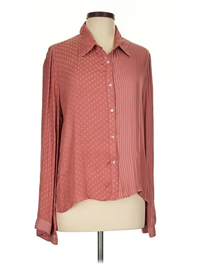 Pre-owned Honey Punch Long Sleeve Blouse In Burgundy