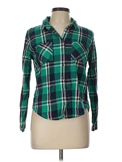 Pre-owned Honey Punch Long Sleeve Button Down Shirt In Green