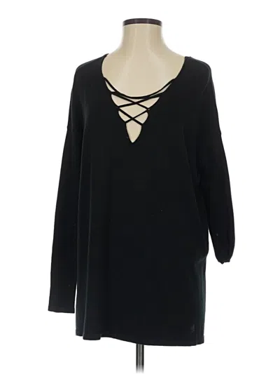 Pre-owned Honey Punch Long Sleeve Top Black Keyhole Neckline Tops