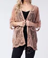 Honey Punch Milan Embroidered Lace Kimono In Mocha In Brown