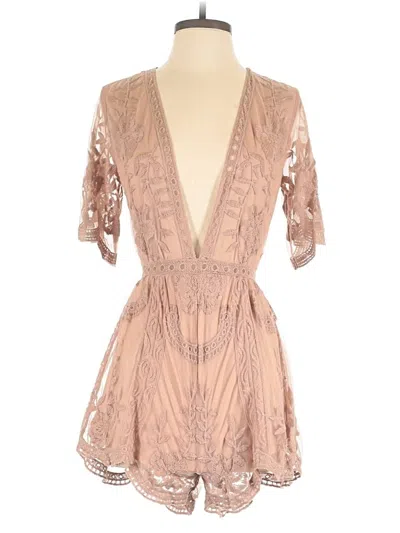 Pre-owned Honey Punch Romper In Tan