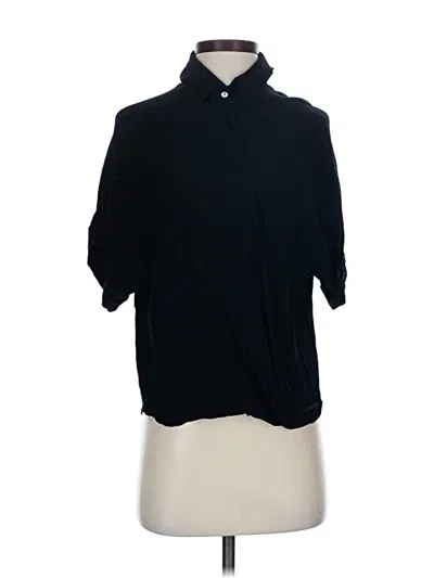 Pre-owned Honey Punch Short Sleeve Blouse In Black