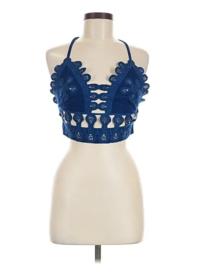 Pre-owned Honey Punch Sleeveless Top Blue Halter Neckline Tops