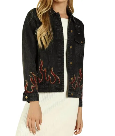 Honey Punch Some Like It Hot Distressed Denim Jacket In Vintage Black