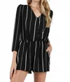Honey Punch St Thomas V Back Striped Romper In Black In Black