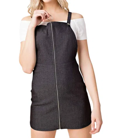 Honey Punch Zip Up Overall Dress In Black