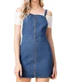 Honey Punch Zip Up Overall Dress In Denim In Multi