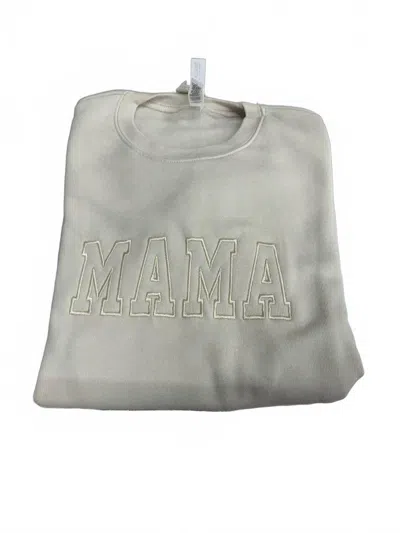 Honey Soul Women's Neutral Embroidered Mama Sweatshirt In Dust In Gray