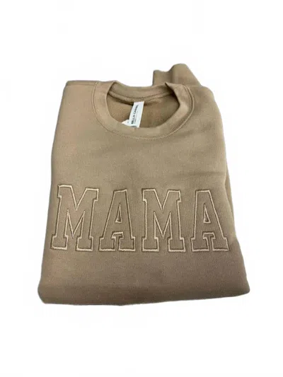 Honey Soul Women's Neutral Embroidered Mama Sweatshirt In Tan In Gray