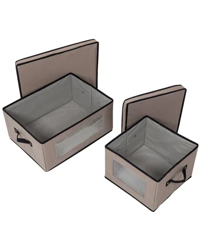 Honey-can-do 2 Pack Fabric Closet Storage Box With Lid In Grey