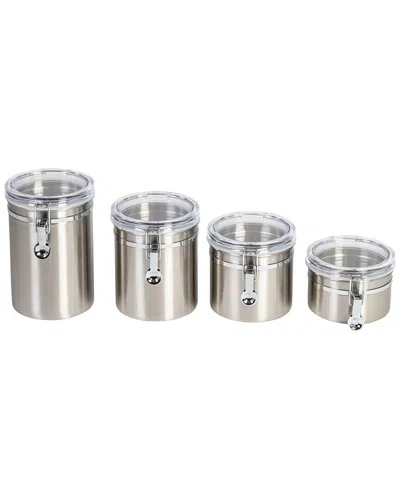 Honey-can-do Clear/stainless Steel 4pc Canisters Set In Metallic