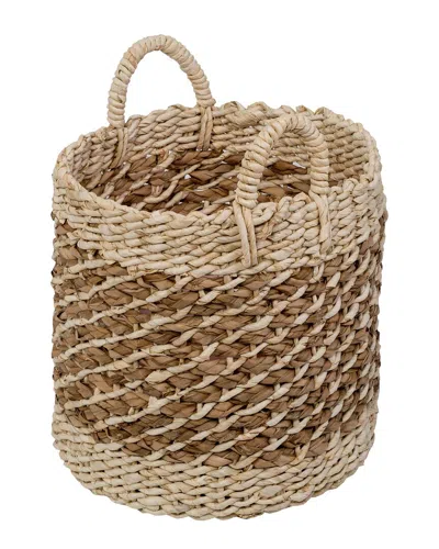 Honey-can-do Natural Tea Stained Large Wicker Storage Basket With Handles In Brown