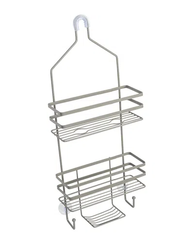 Honey-can-do Satin Nickel 3-tier Steel Hanging Shower Caddy With Hooks In Silver