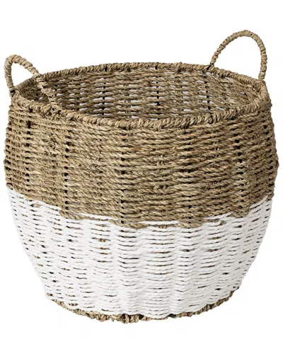 Honey-can-do Seagrass Medium Round Storage Basket With Handles In Brown