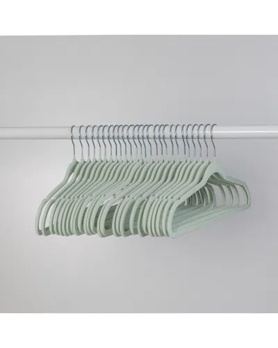 Honey-can-do Slim-profile Non-slip Velvet Clothes Hangers 25 Pack In Green