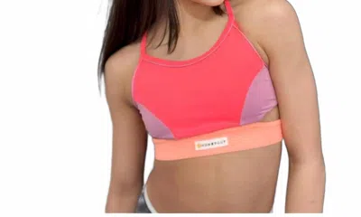 Honeycut Kitty Top In Neon Orange & Sherbet Pink In Multi