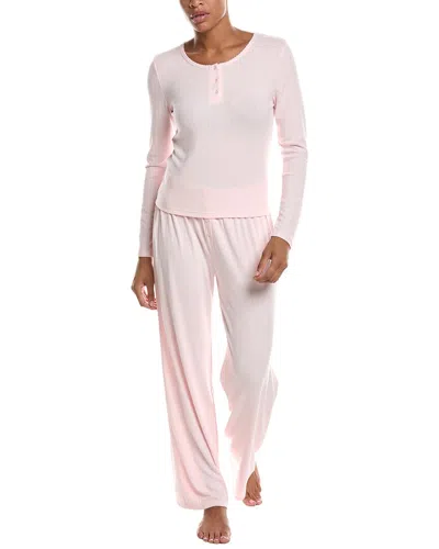 Honeydew 2pc Blissful Long Henley Set In Pink