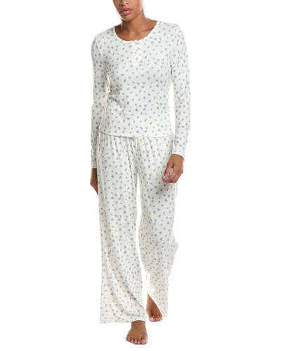 Honeydew 2pc Blissful Long Henley Set In White