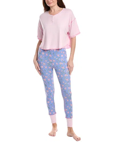 Honeydew 2pc Cuddle Crew T-shirt Pant Set In Pink
