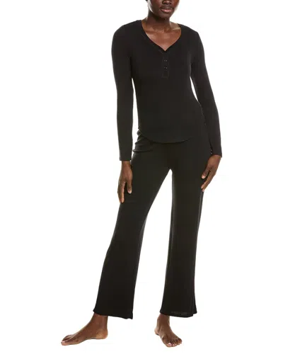Honeydew 2pc Dreamland Long Henley Set In Black
