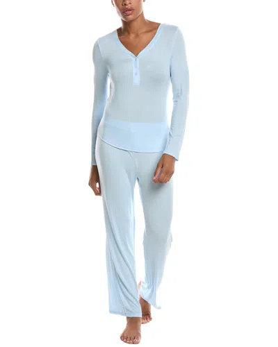 Honeydew 2pc Dreamland Long Henley Set In Blue