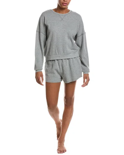 Honeydew Weekend Club Long Sleeve Shorties Set In Gray