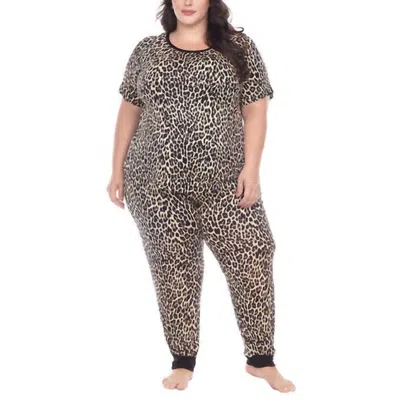 Honeydew 2-piece Jersey Pajama Jogger Lounge Set In Natural Leopard In Multi