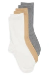 Honeydew 3-pack Fine Rib Crew Socks In Neutral