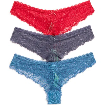 Honeydew 3-pack Lace Thong In Red Multi