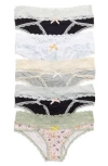 Honeydew Ahna 5-pack Lace Low Rise Hipster Panties In Grey Multi
