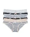 Honeydew Ahna Hipsters, Set Of 3 In Black/silver/heather Gray Seashell