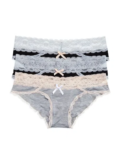 Honeydew Ahna Hipsters, Set Of 3 In Black/silver/heather Gray Seashell