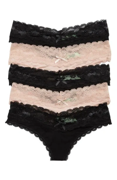 Honeydew Ahna Lace Trim Thong In Black