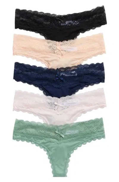 Honeydew Ahna Lace Trim Thong In Multi