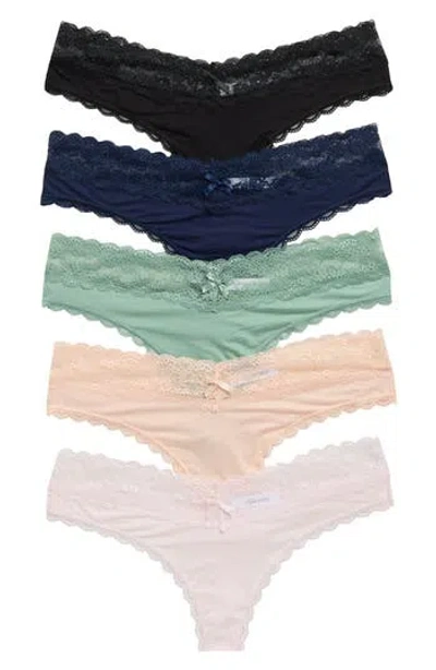 Honeydew Ahna Lace Trim Thong In Multi
