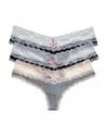 Honeydew Ahna Thongs, Set Of 3 In Black/silver/heather Gray Seashell