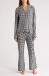 Honeydew All American Long Sleeve Jersey Pajamas In Black N' White Check