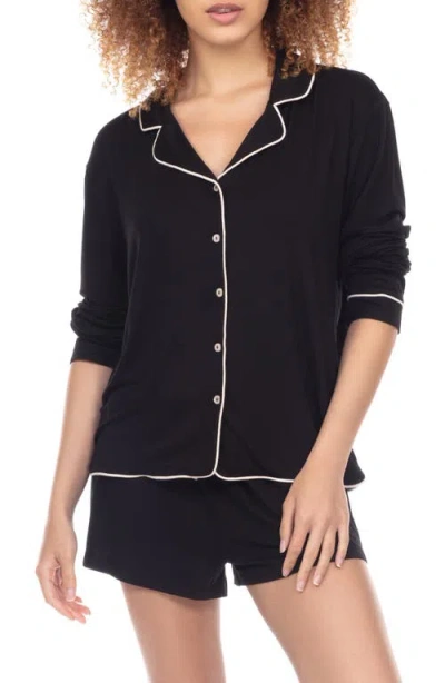 Honeydew All American Long Sleeve Short Pajamas In Black
