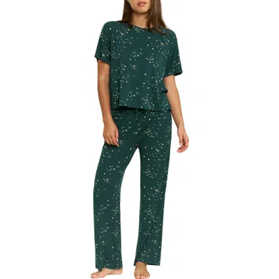Honeydew All American Pajamas In Hunter Green Sparkle Stars