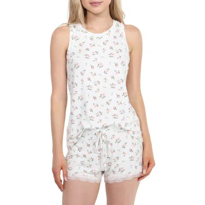 Honeydew All American Tank Top & Shorts Pajamas Set In Ivory Rosebuds