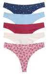 Honeydew Assorted 5-pack Thongs In Blue