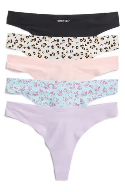 Honeydew Assorted 5-pack Thongs In Fashion Colors