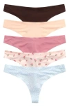 Honeydew Assorted 5-pack Thongs In Multi