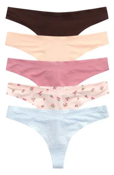 Honeydew Assorted 5-pack Thongs In Multi