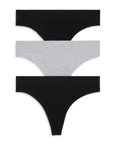 Honeydew Bailey Thong, Set Of 3 In Black/heather Grey/black